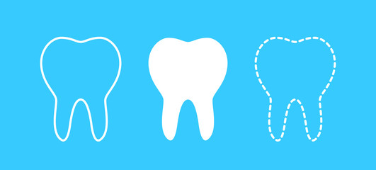 teeth icon, dentist flat vector symbol, a healthy tooth  isolated on blue background