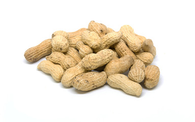 Close-up peanut studio shot. isolated on white