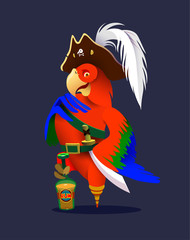 cartoon pirate parrot. character design. Vector