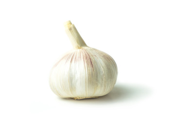 Isolated Garlic (Allium sativum) has many medicinal properties and can be used for ingredient food. on white background and clipping path.