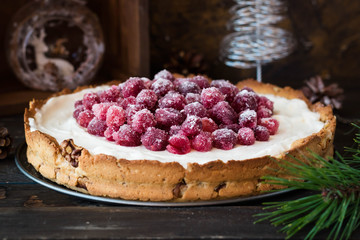 Cranberry meringue with cream cheese for the New Year's table