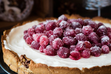 Cranberry meringue with cream cheese for the New Year's table