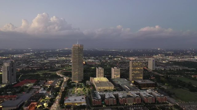Aerial of Houston, Texas at Sundown, 2018