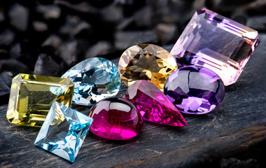 Gemstones collection jewelry set.