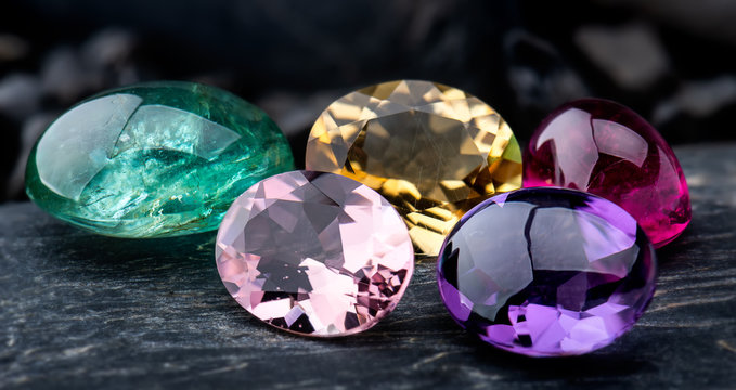 Gemstones collection jewelry set.