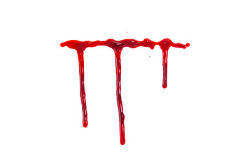 blood or paint line drop isolated on white background,graphic resources,halloween concept