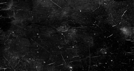 Fotobehang Black scratched grunge background, old film effect, space for text © Victor
