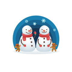 Christmas with Snowman and Gingerbread Family