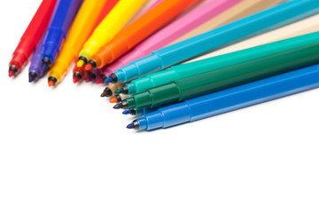 Colored markers isolated on white background