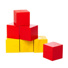 Fototapeta premium Wooden building blocks isolated on white background