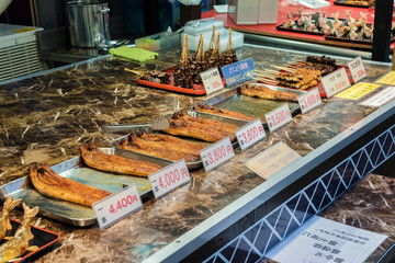 Ohmicho Ichiba Fish Market in Kanazawa, Japan