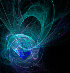 Fractal abstraction. A glowing spiral figure, a symbol of energy, tension, power