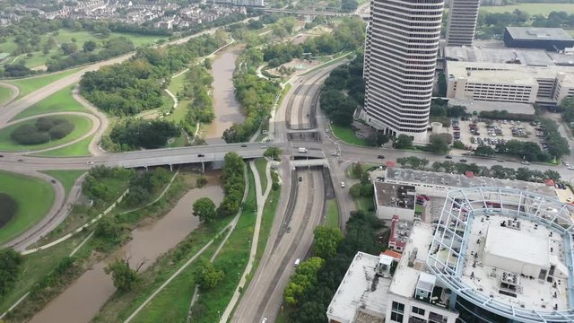Aerial of the Architecture and Infrastructure in Houston, Texas