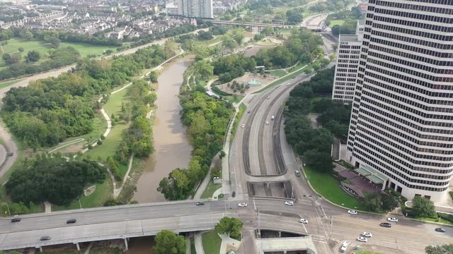 Aerial of the Architecture and Infrastructure in Houston, Texas