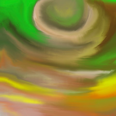 Grün-brauner Hintergrund, kreisförmig angeordnet, Handzeichnung, digital bearbeitet