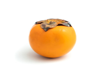 Persimmon is a yellow fruit. has the scientific name of Diospyros kaki. isolated on white background and clipping path.