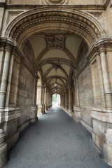 Archway in Vienna / Scenic view of a beautiful arcade with vaulted ceilings in a public building in Vienna, Austria.