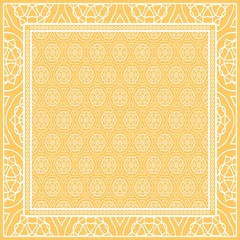 Template Print for Fabric. Pattern of floral geometric ornament with Border. illustration. Seamless. For Print Bandana, Shawl, Carpet.