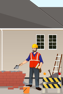 Working Construction Worker Illustration