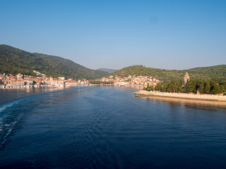 Naklejka na ściany i meble City vis on island in Croatia from the sea