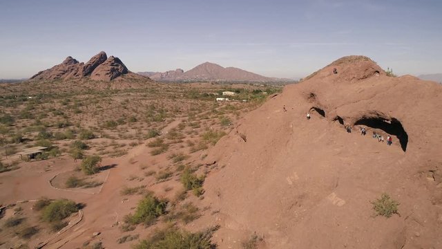 Aerial Flyback of Phoenix Popular Tourist Hiking Adventure Destination