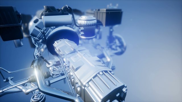 Detailed Car Engine and Other Parts