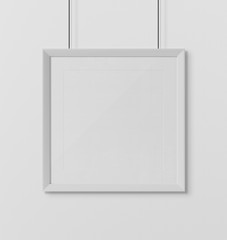 White squared frame hanging mockup 3d rendering