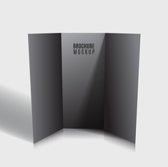 Black blank tri-fold brochure design isolated. Mockup design.