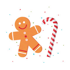 Christmas gingerbread man in flat style, vector