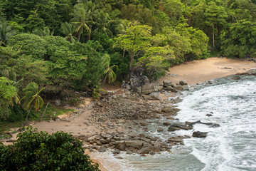 Beautiful view of rocks , sea and beach, Phuket Island in Thailand