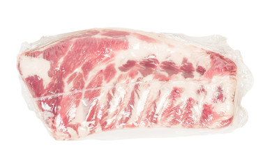 Vacuum packed fresh pork ribs