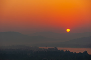 Sunrise on the Pha Taem National Park , Khong Chiam, Ubon Ratchathani,Thailand