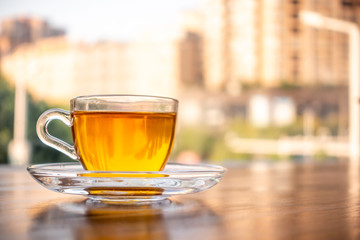 A cup of scented tea on the table