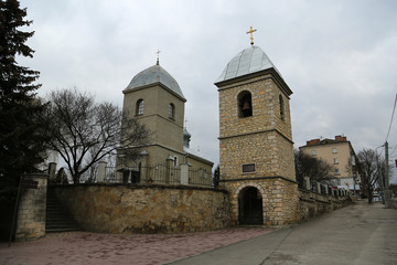 Fototapeta na wymiar Church of the Holy Cross in Ternopil, Ukraine