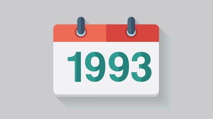 Flat calendar icon Year, animation 