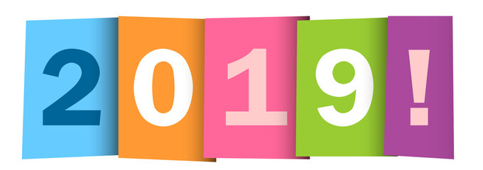 HAPPY NEW YEAR 2019 colorful letters banner