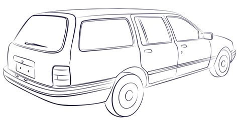 Obraz na płótnie Canvas Car retro sketch. 