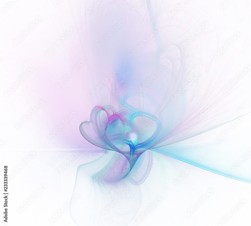 Poster computer generated colorful fractal artwork with abstract hearts