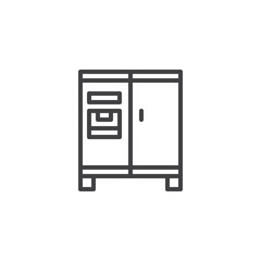 Double door fridge outline icon. linear style sign for mobile concept and web design. Refrigerator fridge simple line vector icon. Symbol, logo illustration. Pixel perfect vector graphics