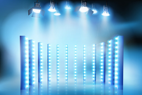 Light show on the stage. Vector illustration.