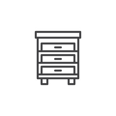Drawer cabinet outline icon. linear style sign for mobile concept and web design. Nightstand simple line vector icon. Symbol, logo illustration. Pixel perfect vector graphics