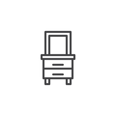 Nightstand with mirror outline icon. linear style sign for mobile concept and web design. Drawer simple line vector icon. Symbol, logo illustration. Pixel perfect vector graphics