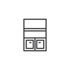 Empty bookshelf stand outline icon. linear style sign for mobile concept and web design. Wardrobe Furniture simple line vector icon. Symbol, logo illustration. Pixel perfect vector graphics