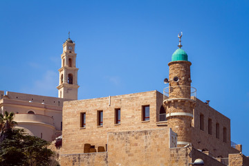 St. Peter's Church, Al-Bahr Mosque in Old Jaffa, Israel