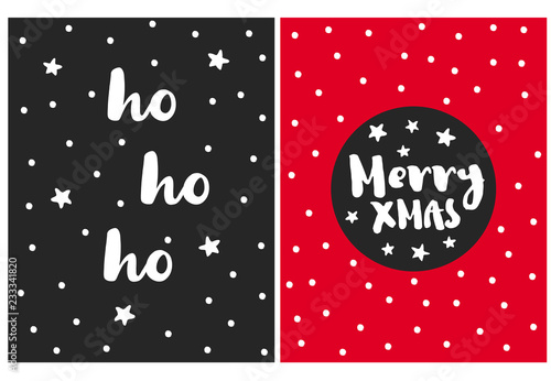 Cute Simple Christmas Vector Cards. Black and Red Background