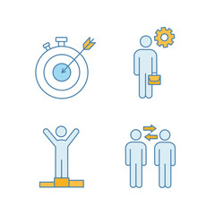 Business management color icons set