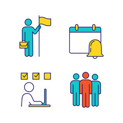 Business management color icons set