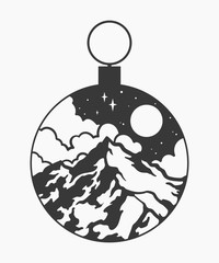 Mountain and sky landscape, New Year's toy