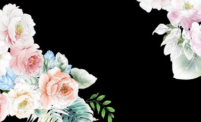 Elegant roses and peony flowers