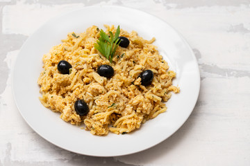 typical portuguese dish bacalhau a bras
